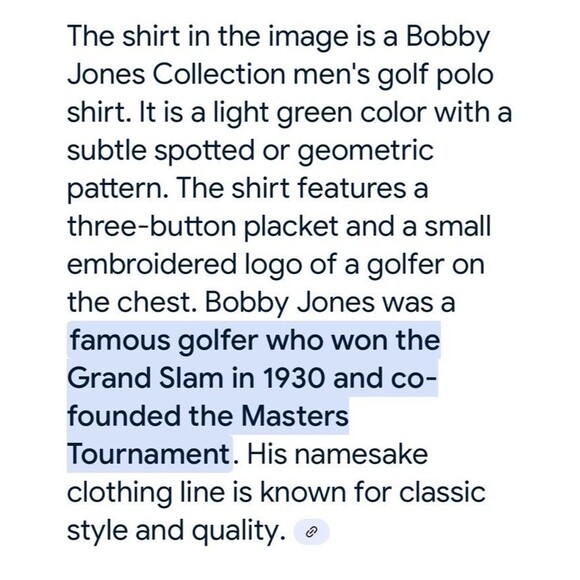 Bobby Jones Performance Golf Polo Shirt Size XL Classic Grand Slam Masters *Note - Picture 12 of 12